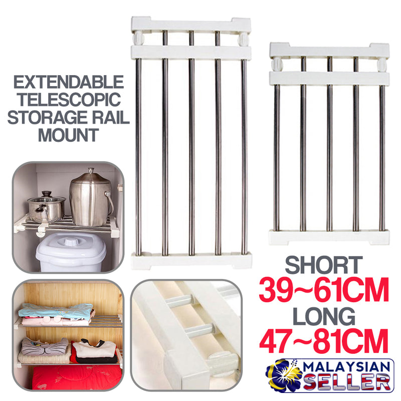idrop Extendable Telescopic Hanging Shelf Rack Storage Rail Mount