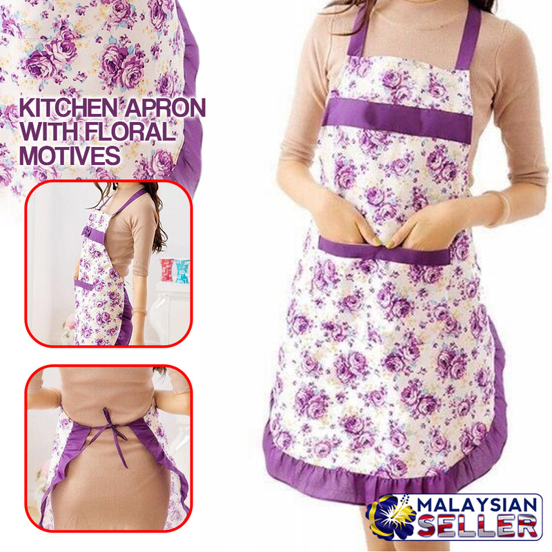 idrop Kitchen Apron [ Colorful Floral Motive Design ]
