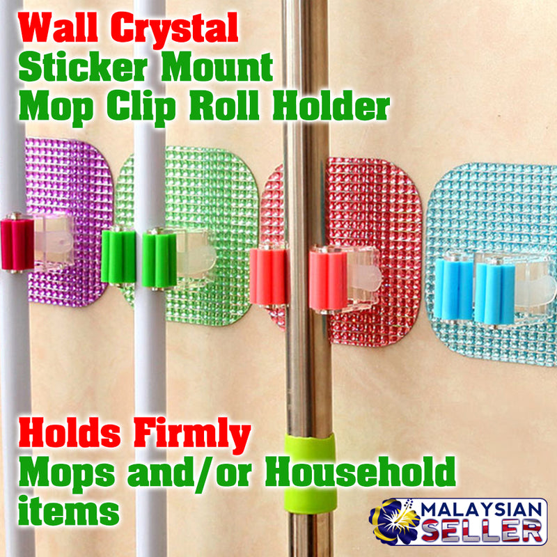 idrop Wall Crystal Sticker Mount Mop Clip Roll Holder