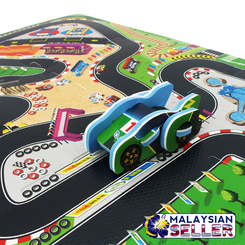 idrop Racing Track with DIY Car Puzzle Mat Foam for Babies Kids Children