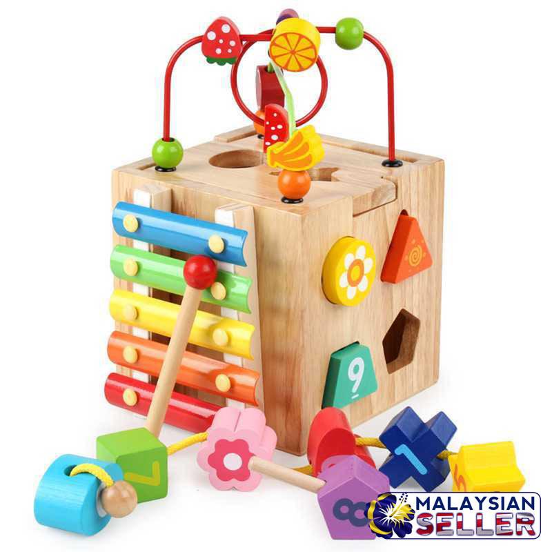 idrop WOOD TOYS - Kids Children Learning Interactive Learning Activity Cube Toy