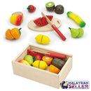 idrop WOOD TOYS - FRUIT SET - Children Food Cutting Toy Box Set
