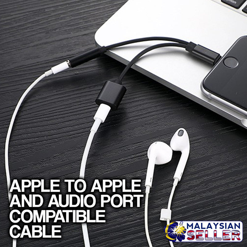 idrop 2 in 1 Apple to Apple Port & 3.5mm Audio Headphone Adapter Charger Cable For iPhone