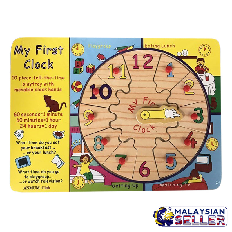 idrop WOOD TOYS - Kids Small Knob Puzzle Clock Learning Toy