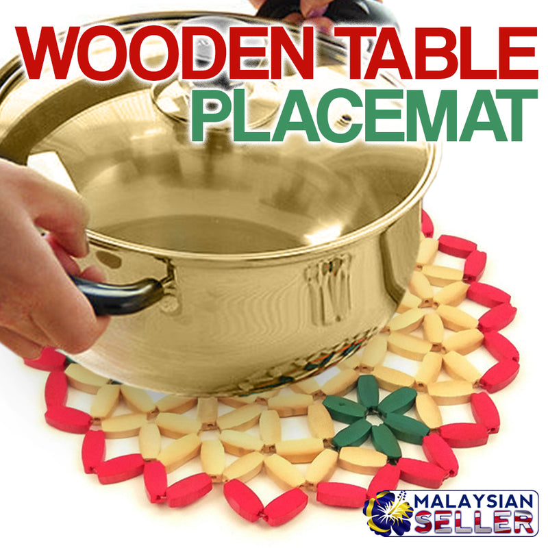 idrop Floral Round Wooden Tableware Placemat