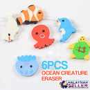 idrop OCEAN CREATURE 6pcs Eraser Stationary Set
