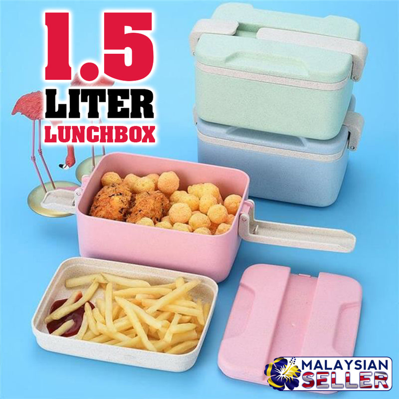 idrop 1.5L RECTANGLE LUNCH BOX - 2 Compartment Food Container