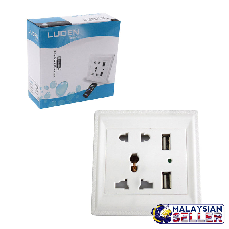 idrop 13A Multifunctional 3 pin / 2 pin Switched Plug Socket With 2 USB Interface