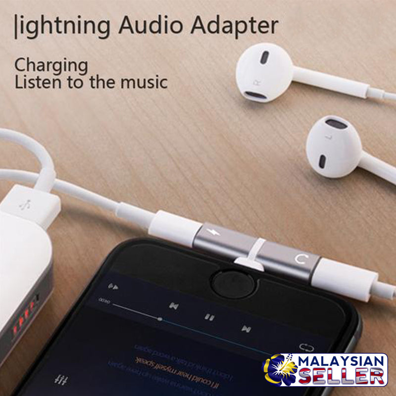 idrop 2 IN 1 Lightning Splitter Adapter [Audio/Call/Charge] Compatible for iPhone 7/8/X