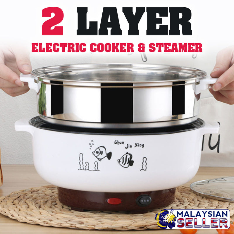 idrop [ 26CM ] 2 LAYER - Mini Electric Cooking Steamer [ SHUNJIAXING ]
