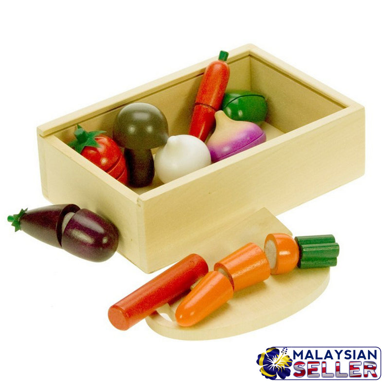 idrop WOOD TOYS - VEGETABLE VEGGIES SET - Children Food Cutting Toy Box Set
