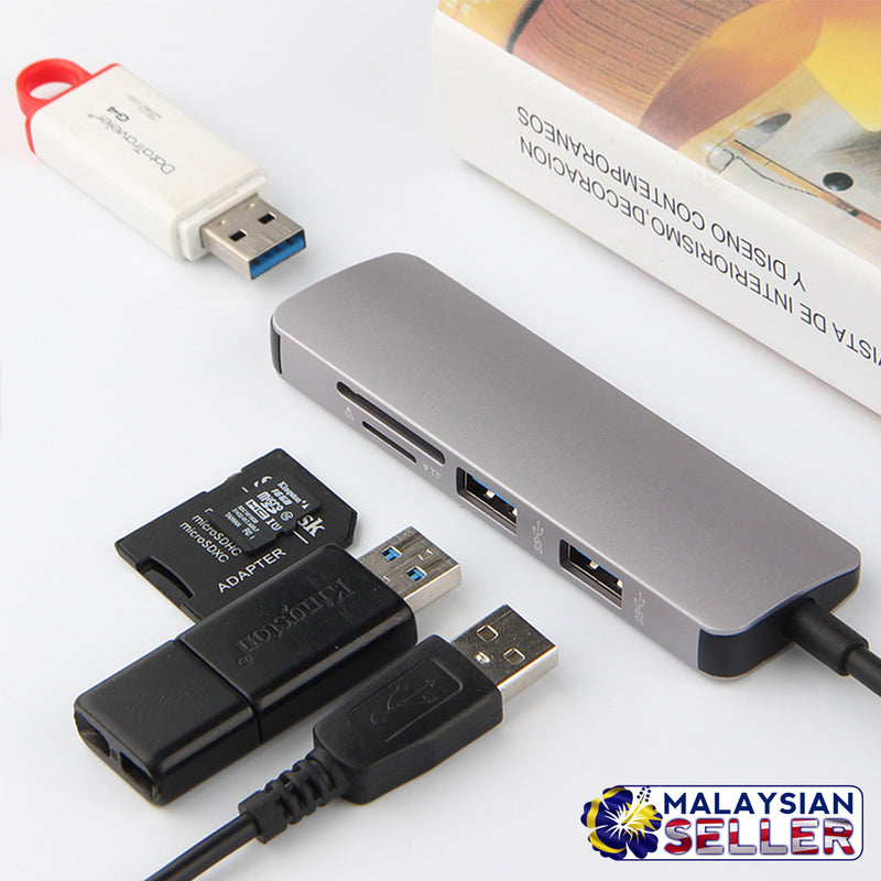 idrop USB C to USB 3.0x3 + SD / TF  Card Reader Multifunction Adapter