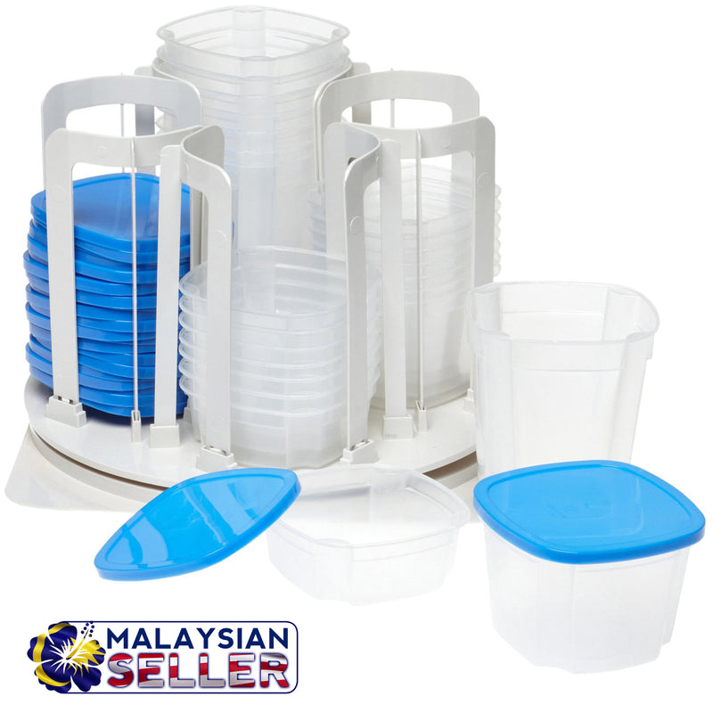 idrop 49 Piece Set Storage Spinner Food Storage & Carousel (Blue)