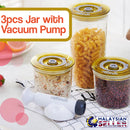 idrop 3pcs Vacuum Seal Food Storage Jar with Vacuum Pump [ 950ml / 650ml /400ml ]