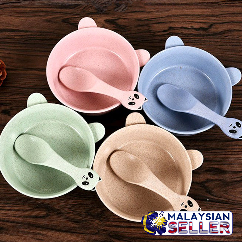 idrop Colorful Wheat Straw Food Bowl & Spoon [ SET OF 2 PCS ] [ RANDOM MIXED COLOR ]