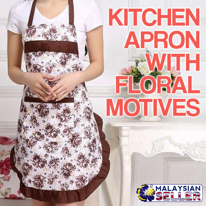 idrop Kitchen Apron [ Colorful Floral Motive Design ]
