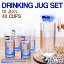 idrop 1.1L GREEN APPLE Glass Drinking Jug + 4pcs Cups