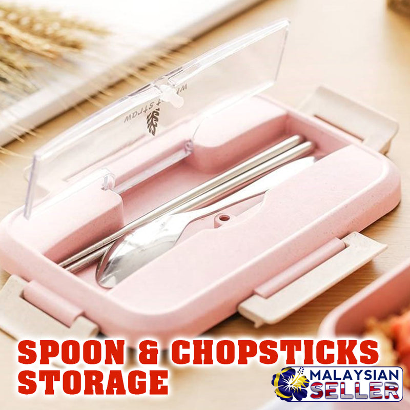 idrop Rectangular Lunch Box with Spoon & Chopsticks