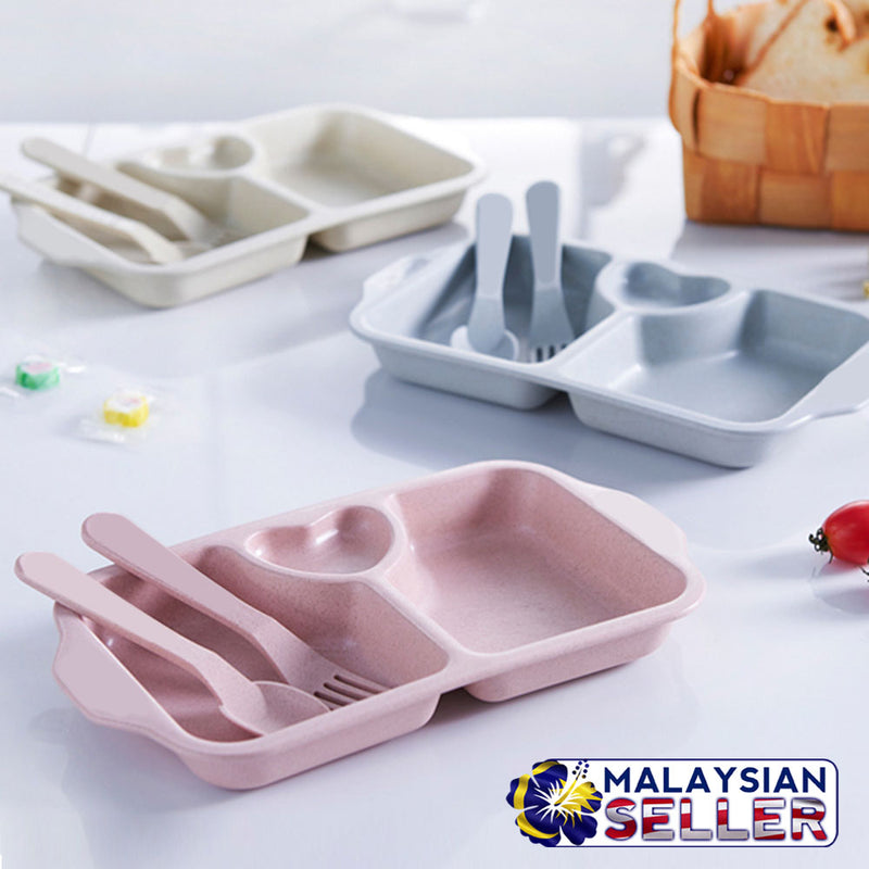 idrop Wheat Straw Children Eating Tray Plate