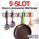 idrop 5 Slot Multi-Functional Mop Broom and Household item Holder Hanger