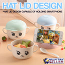 idrop 450ml Kids Children Eating Bowl with Ear / Hat Lid Cover