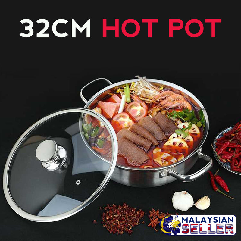idrop 32CM Kitchen Cooking Hot Pot with Glass Lid