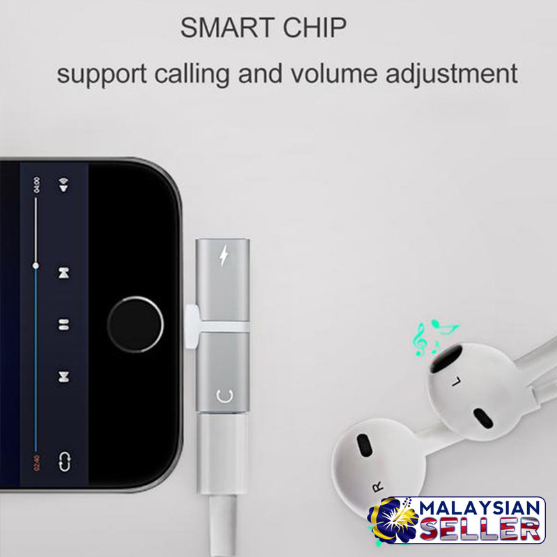 idrop 2 IN 1 Lightning Splitter Adapter [Audio/Call/Charge] Compatible for iPhone 7/8/X