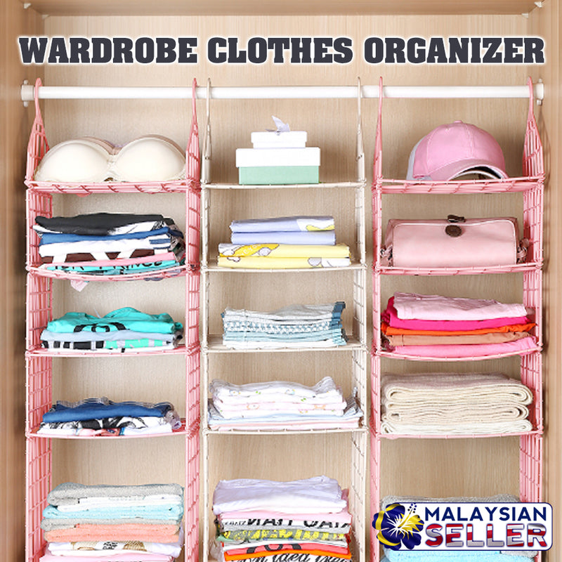 idrop 5 Layer Wardrobe Cabinet Hanging Shelf Rack Clothes Organizer