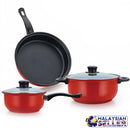 idrop 5PCS RED KITCHEN Cooking Pot Pan Set