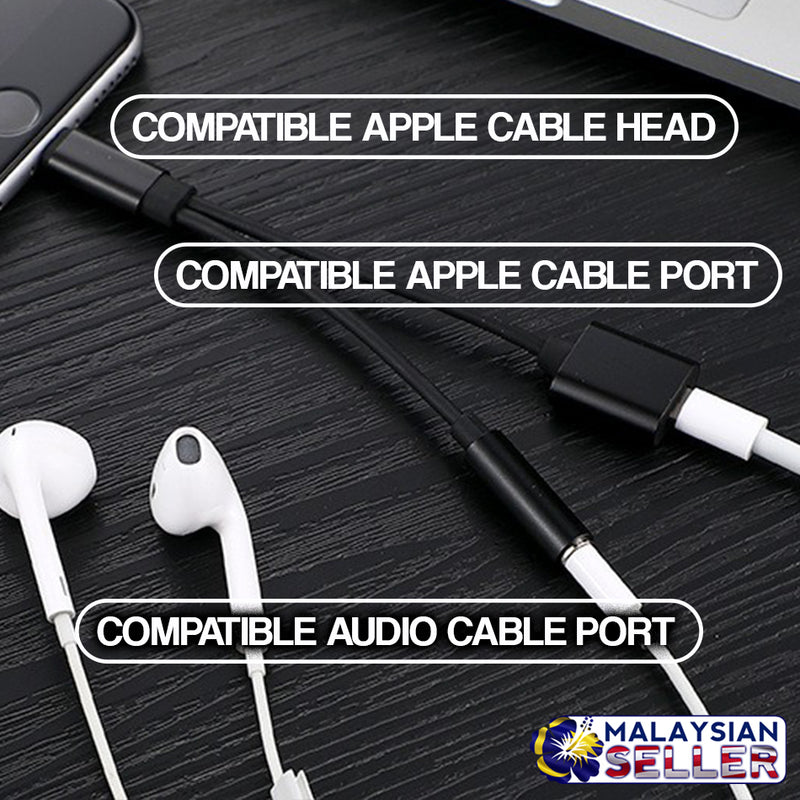 idrop 2 in 1 Apple to Apple Port & 3.5mm Audio Headphone Adapter Charger Cable For iPhone