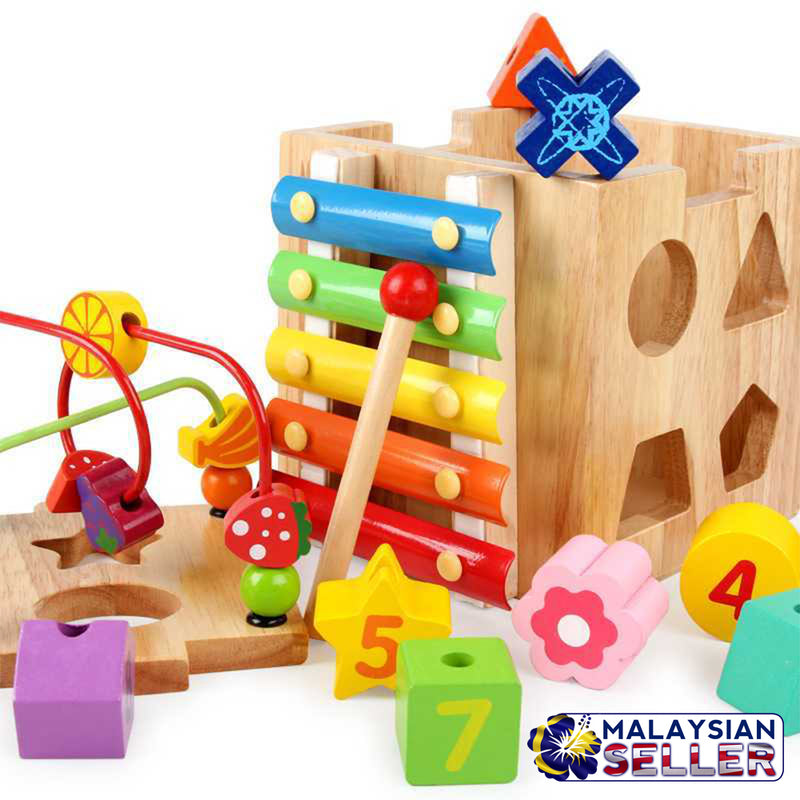idrop WOOD TOYS - Kids Children Learning Interactive Learning Activity Cube Toy
