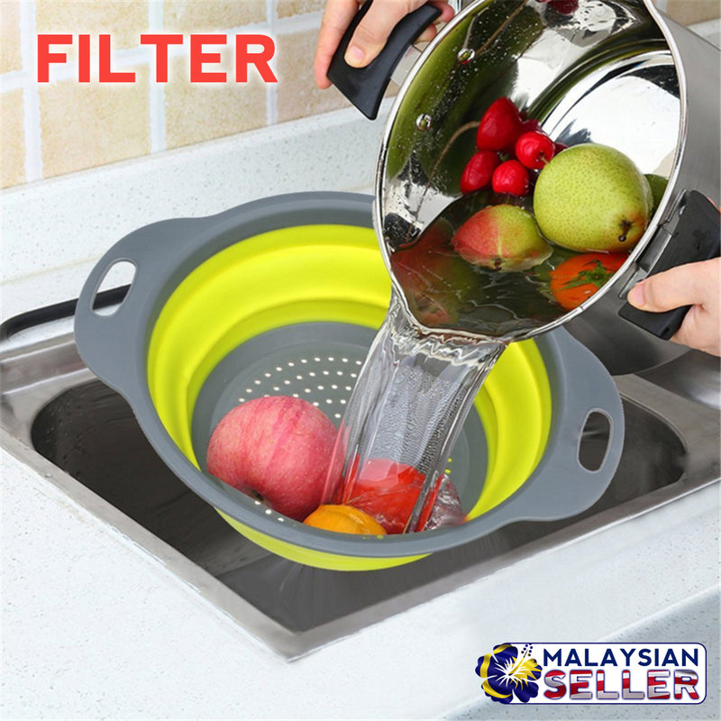 idrop Kitchen Foldable Collapsible Silicone Drainage Water Filter Basket