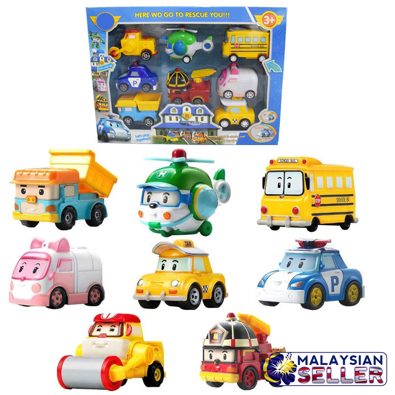 idrop 8 Piece Children Mini Robocar Toy Set