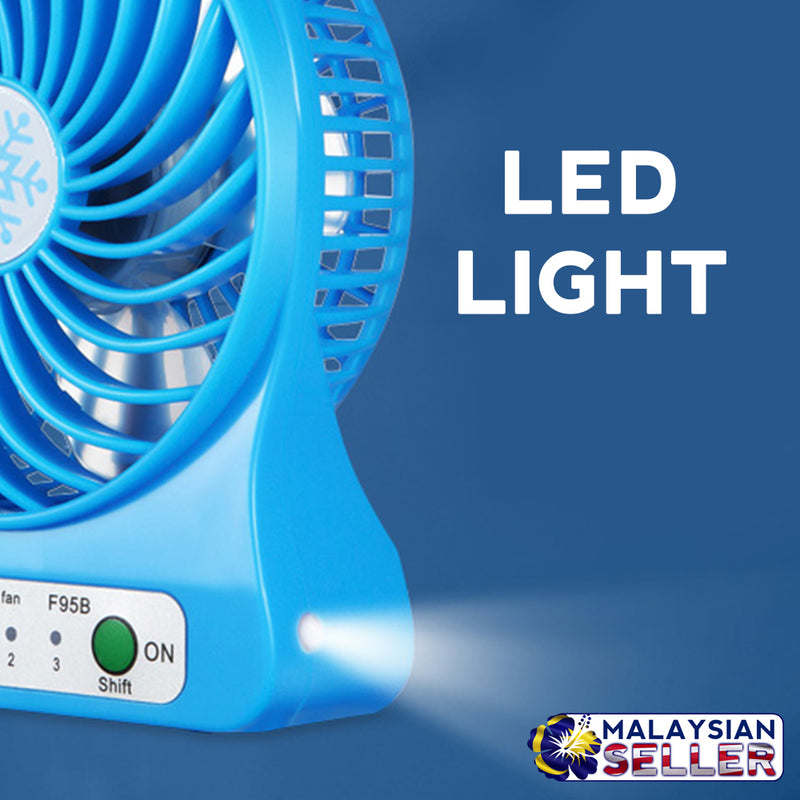 idrop Portable Electric USB Mini Fan LED Light Rechargeable Battery