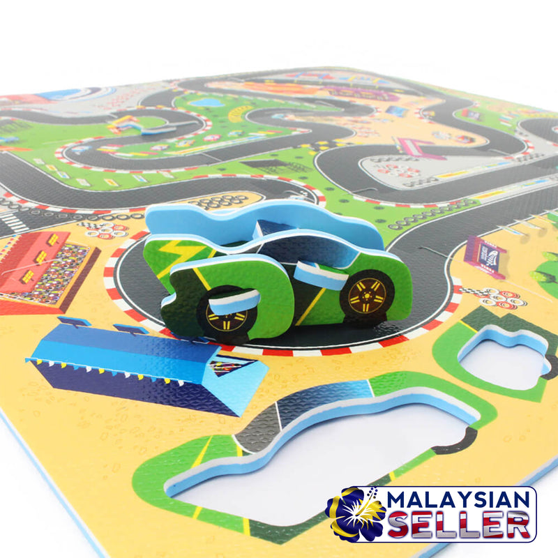 idrop Racing Track with DIY Car Puzzle Mat Foam for Babies Kids Children