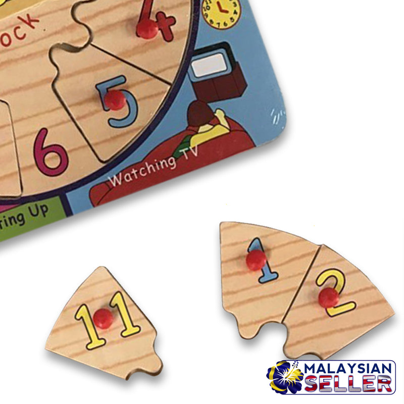 idrop WOOD TOYS - Kids Small Knob Puzzle Clock Learning Toy