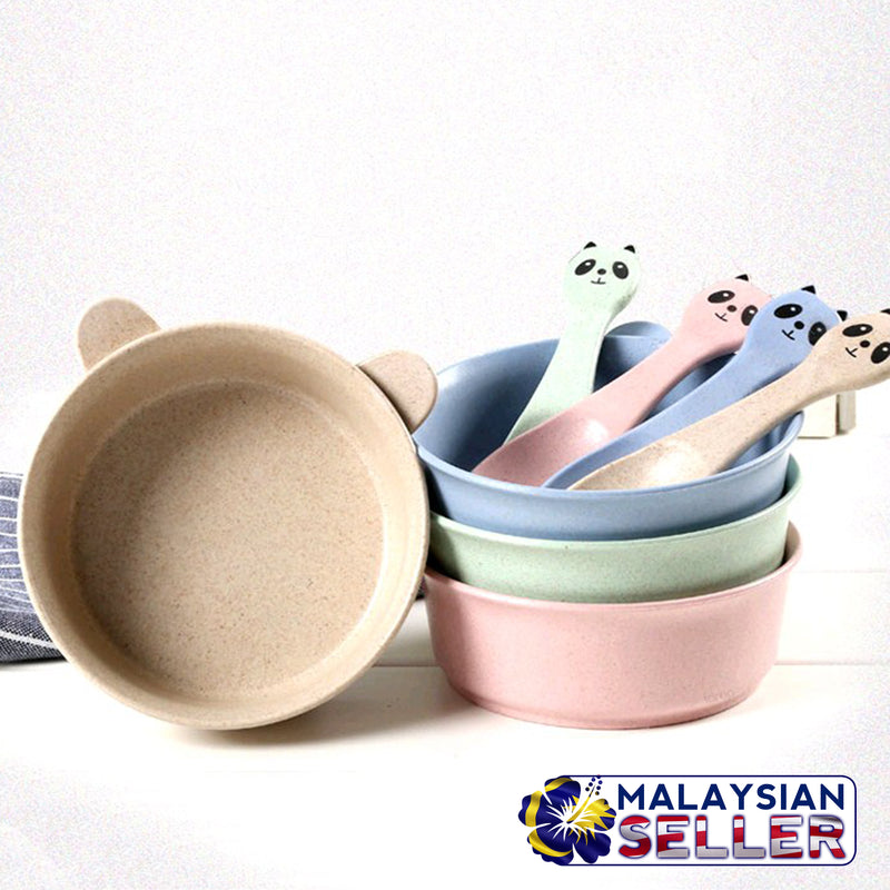 idrop Colorful Wheat Straw Food Bowl & Spoon [ SET OF 2 PCS ] [ RANDOM MIXED COLOR ]