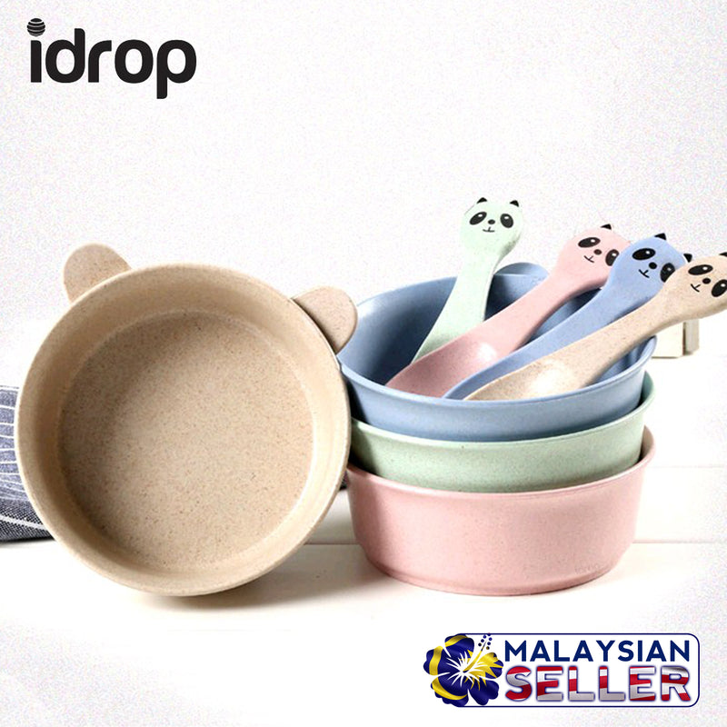 idrop Colorful Wheat Straw Food Bowl & Spoon [ SET OF 2 PCS ] [ RANDOM MIXED COLOR ]