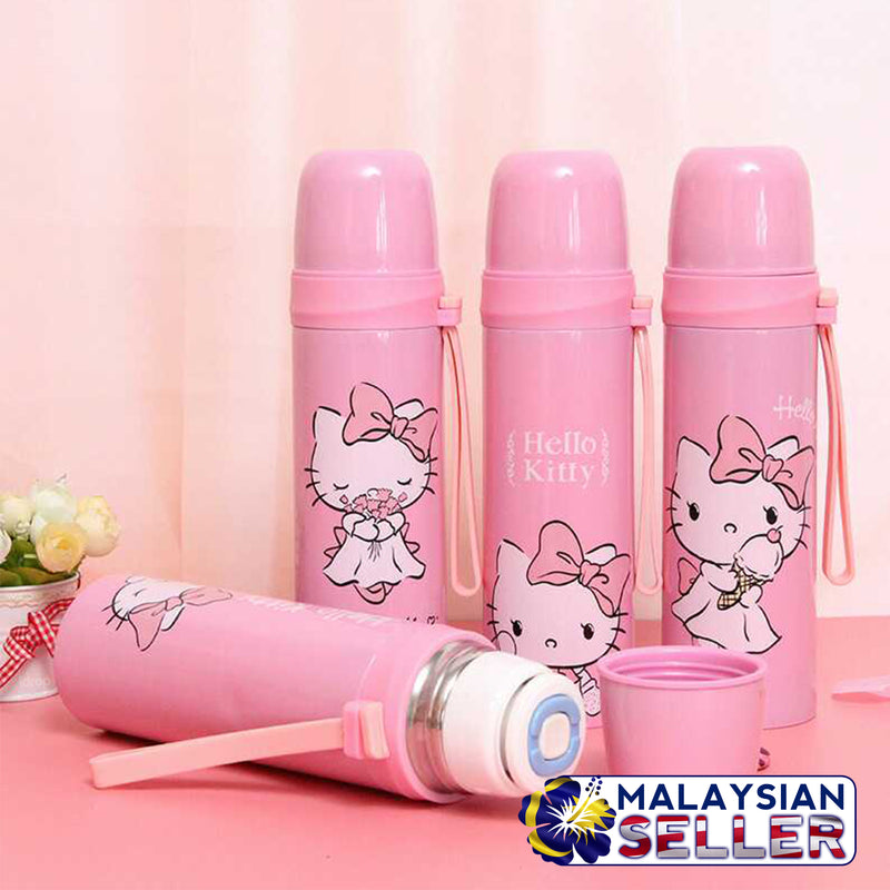 idrop 500ml Cartoon Drinking Thermos Bottle Water Container [ Random Bottle/Color ]