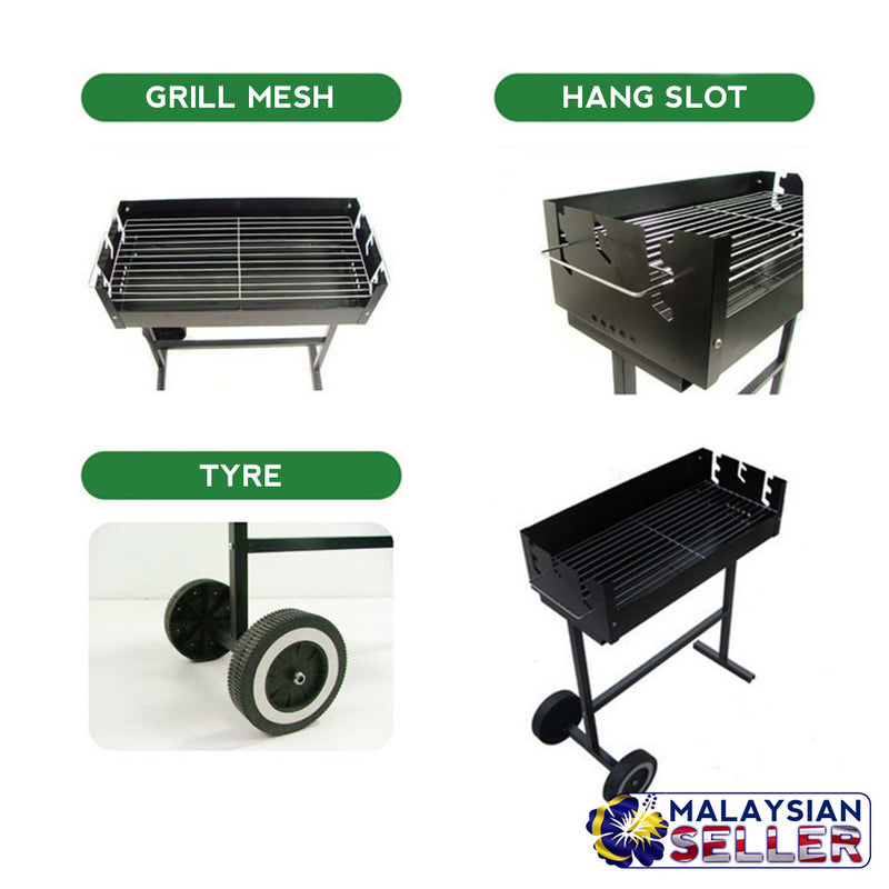 idrop HZA 7 Portable BBQ Frame Standing Grill Stove Moving Barbecue Cart