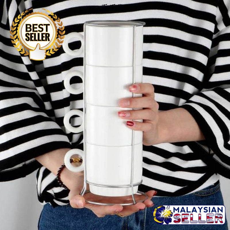 idrop Stacking Ceramic Cup Tower Set [ 4pcs Cup ]
