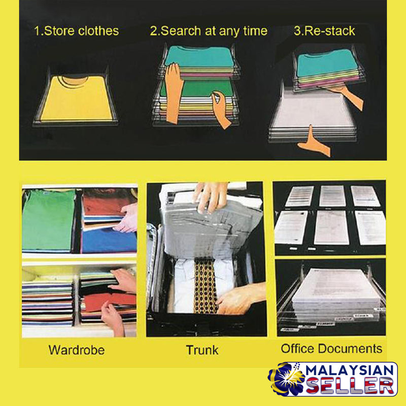 idrop CLOTHING FILE - 10 PACK Shirt Organizing System Storage Rack