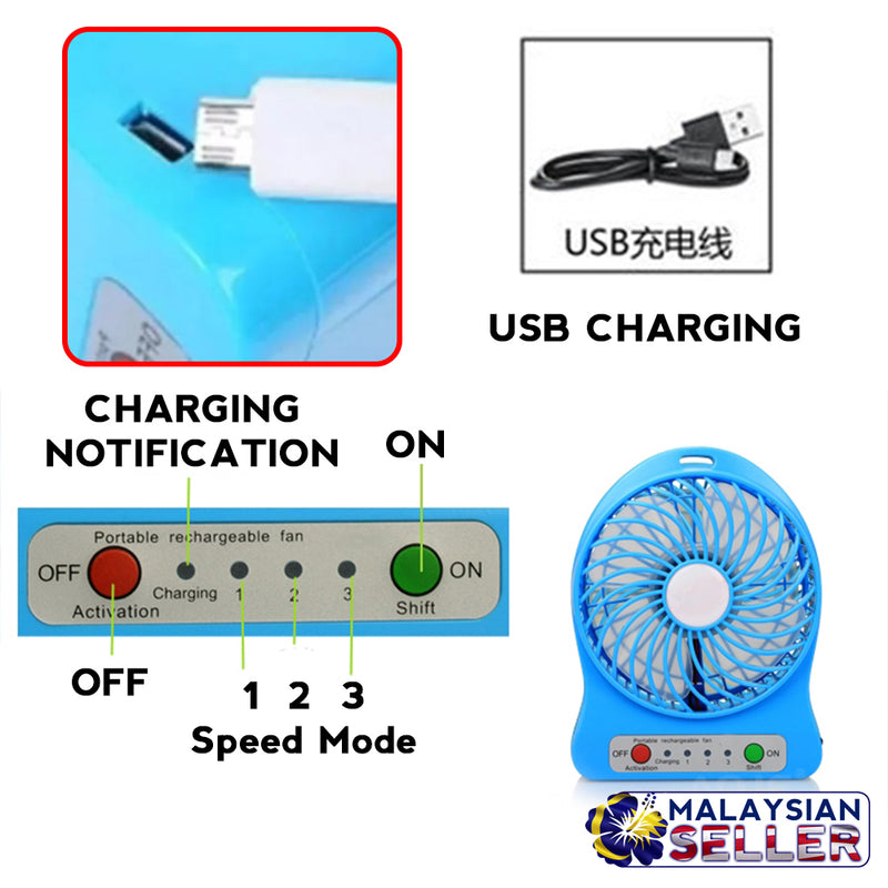 idrop Portable Electric USB Mini Fan LED Light Rechargeable Battery