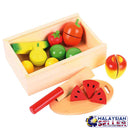 idrop WOOD TOYS - FRUIT SET - Children Food Cutting Toy Box Set