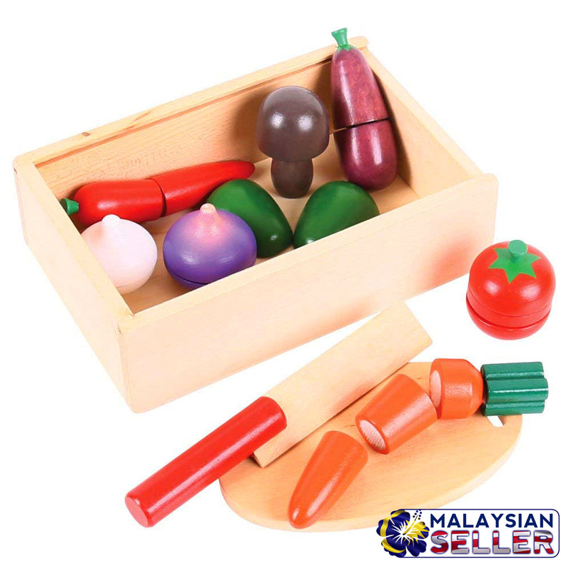 idrop WOOD TOYS - VEGETABLE VEGGIES SET - Children Food Cutting Toy Box Set