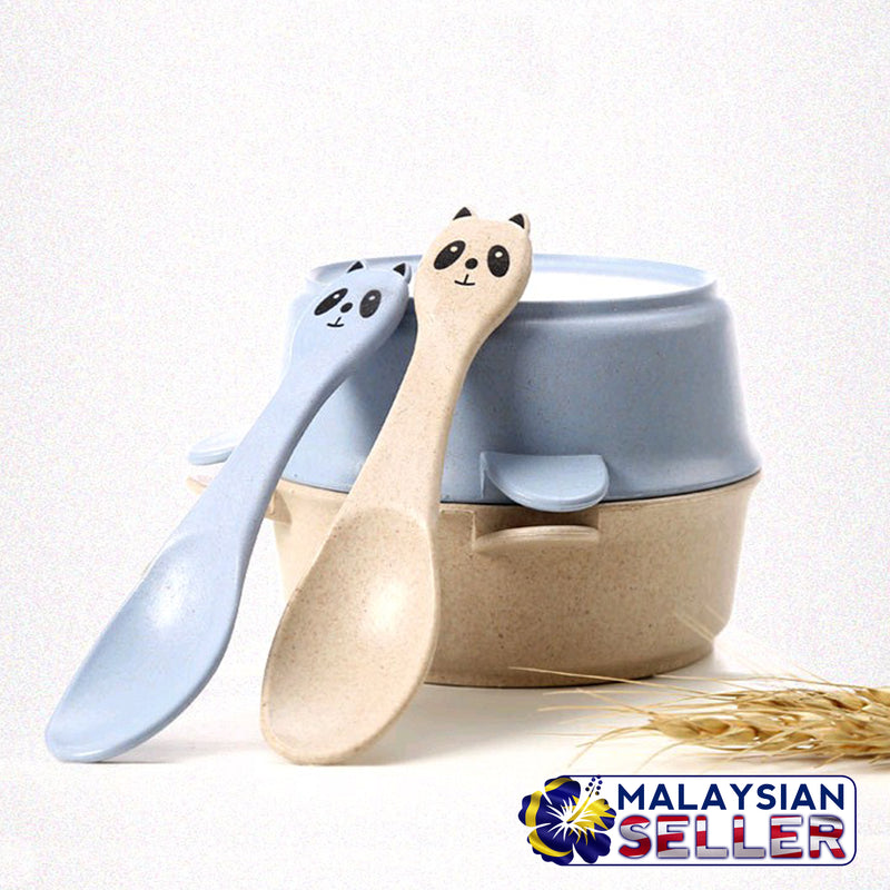 idrop Colorful Wheat Straw Food Bowl & Spoon [ SET OF 2 PCS ] [ RANDOM MIXED COLOR ]