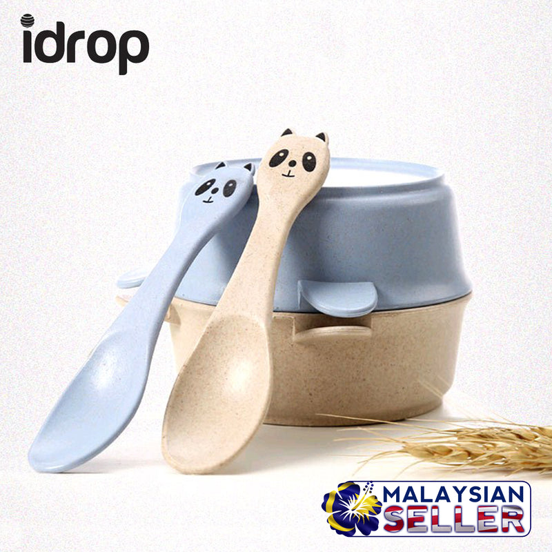 idrop Colorful Wheat Straw Food Bowl & Spoon [ SET OF 2 PCS ] [ RANDOM MIXED COLOR ]