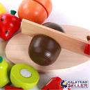 idrop WOOD TOYS - FRUIT SET - Children Food Cutting Toy Box Set