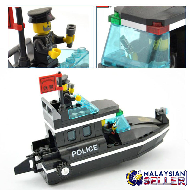 idrop ENLIGHTEN [ POLICE BOAT ]- Police Series Building Block Toy ( 95 pcs )