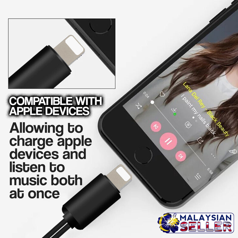 idrop 2 in 1 Apple to Apple Port & 3.5mm Audio Headphone Adapter Charger Cable For iPhone